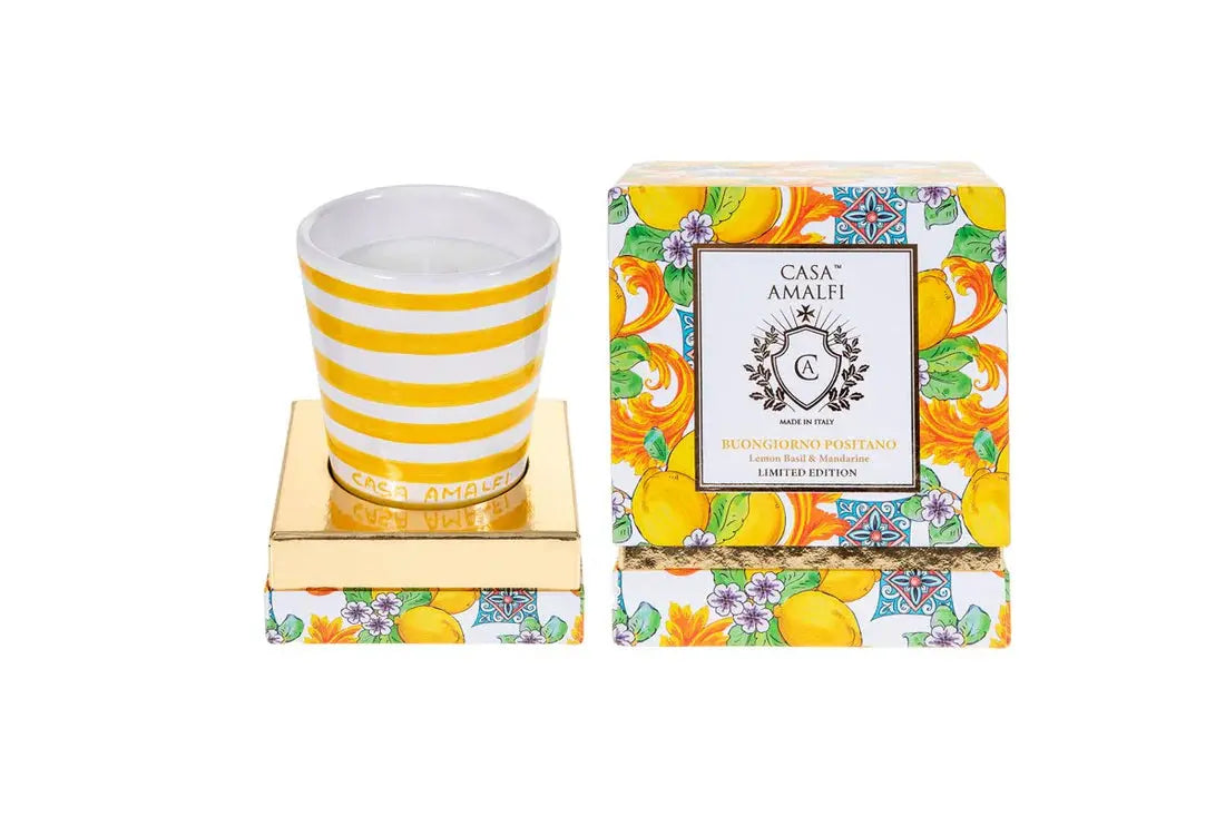 CASA AMALFI BUONGIORNO POSITANO HAND PAINTED CANDLE - Lemon Basil & Mandarin CASA AMALFI