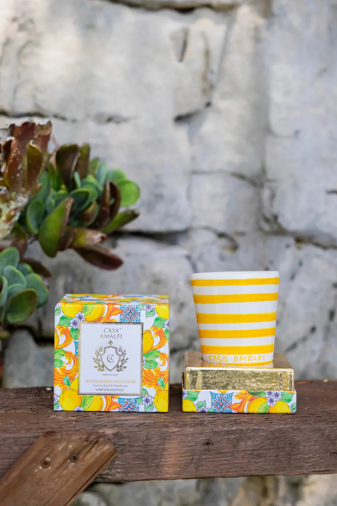 CASA AMALFI BUONGIORNO POSITANO HAND PAINTED CANDLE - Lemon Basil & Mandarin CASA AMALFI