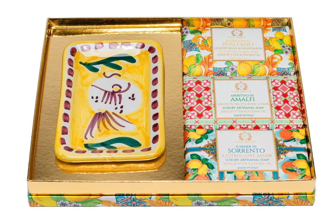 CASA AMALFI LEMON MAIOLICA 3 SOAP GIFT SET CASA AMALFI